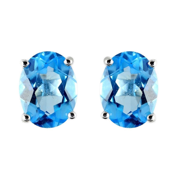 9ct white gold 9mm x 7mm oval blue topaz stud earrings