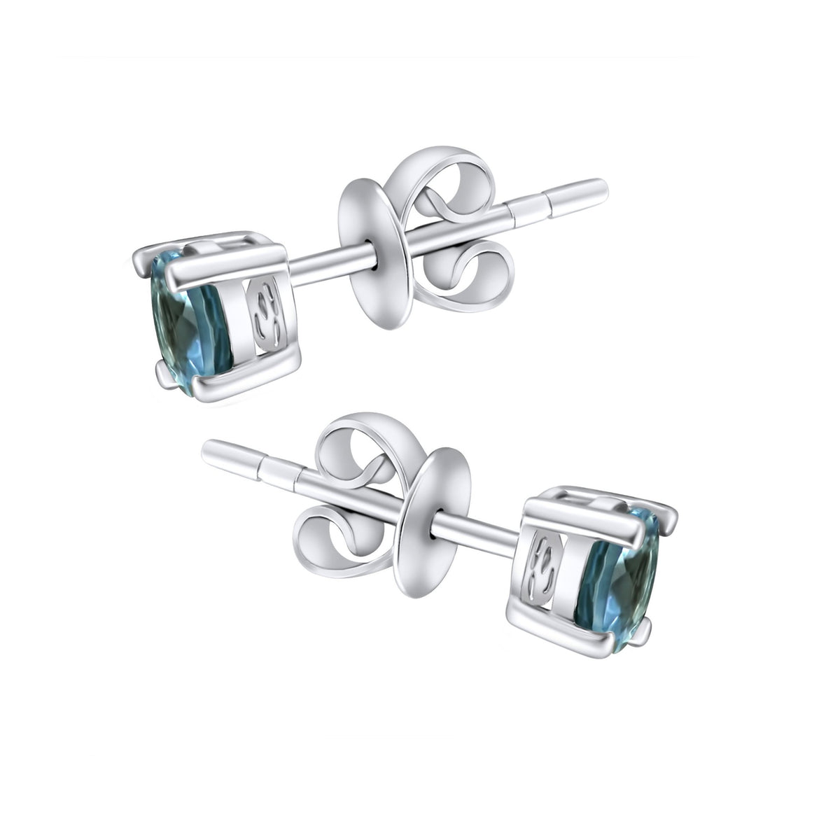 Platinum 5mm x 5mm aquamarine stud earrings