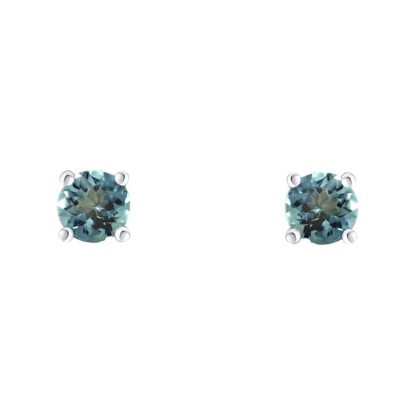Platinum 5mm x 5mm aquamarine stud earrings