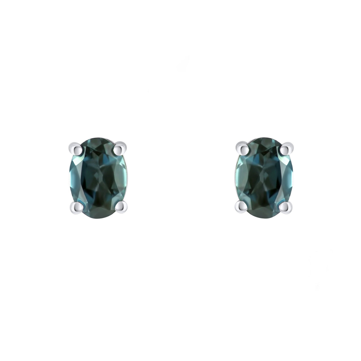 Platinum 7mm x 5mm London blue topaz stud earrings