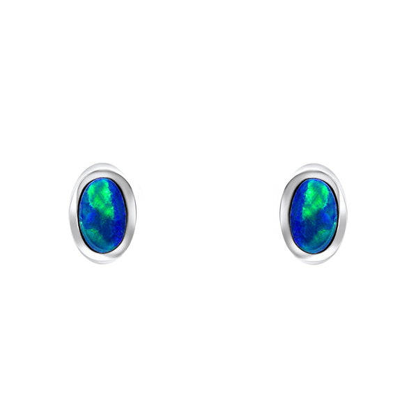 14ct white gold 0.35ct opal doublet earrings
