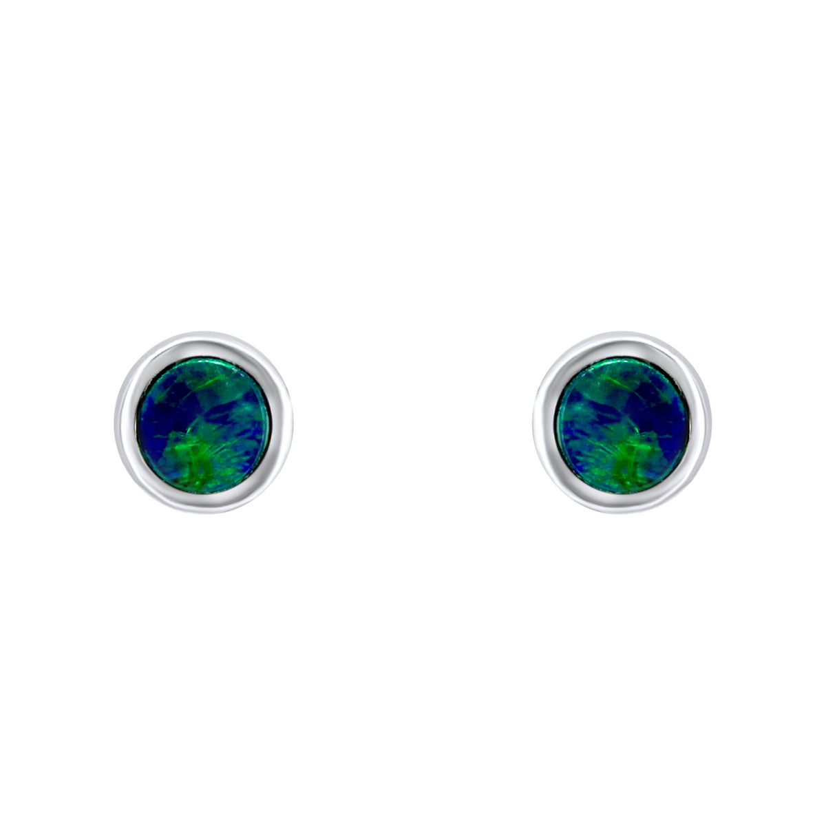 14ct white gold 0.44ct opal doublet earrings