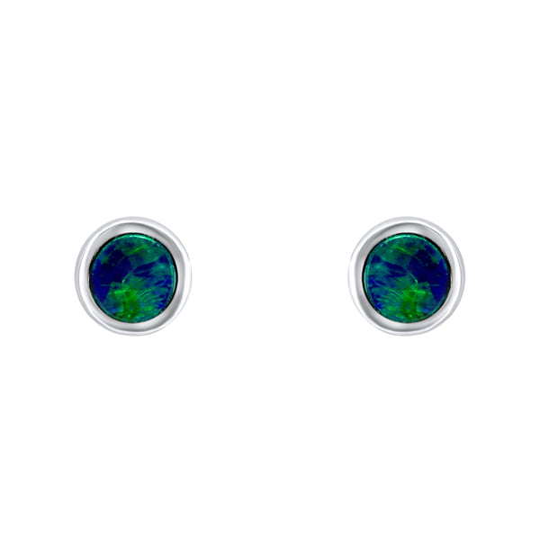 14ct white gold 0.44ct opal doublet earrings