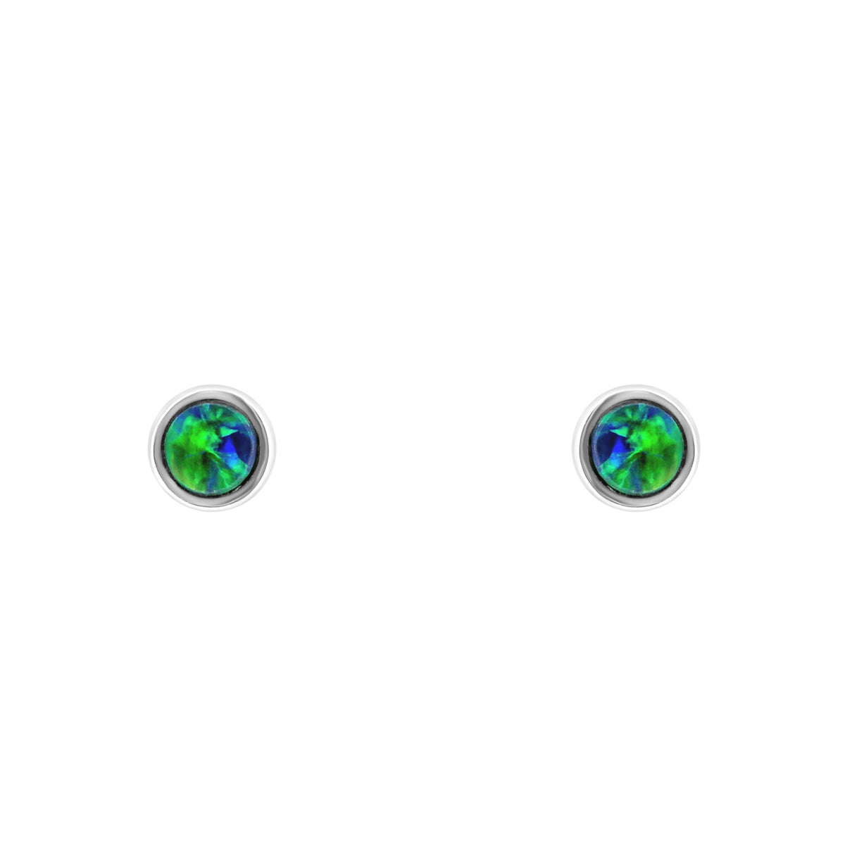 14ct white gold 0.21ct opal doublet earrings