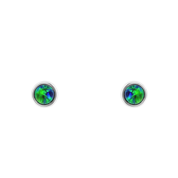 14ct white gold 0.21ct opal doublet earrings