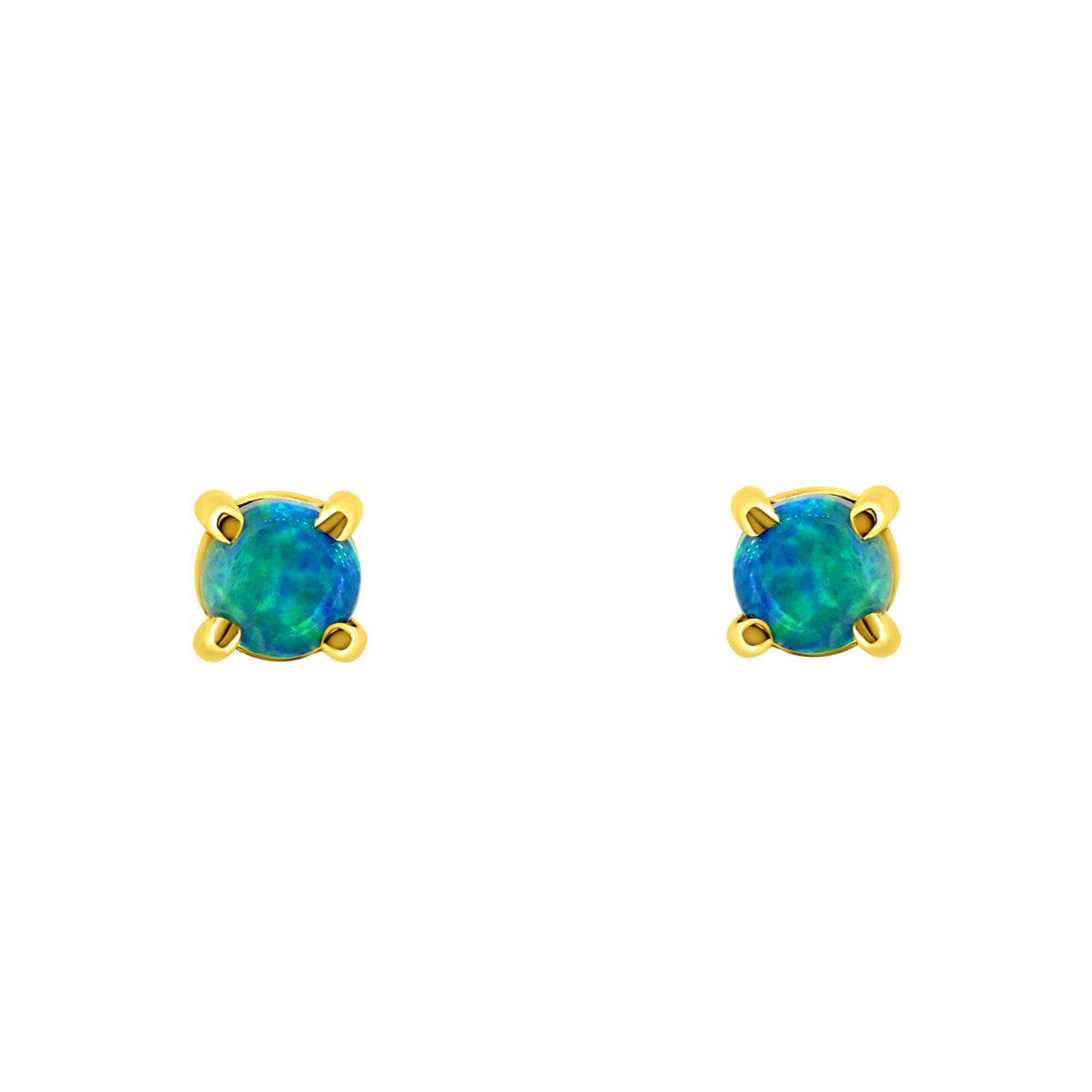 14ct yellow gold 0.13ct natural opal earrings