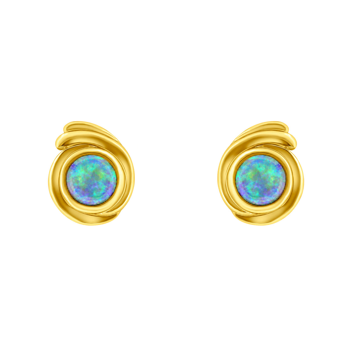 14ct yellow gold 0.42ct natural opal earrings
