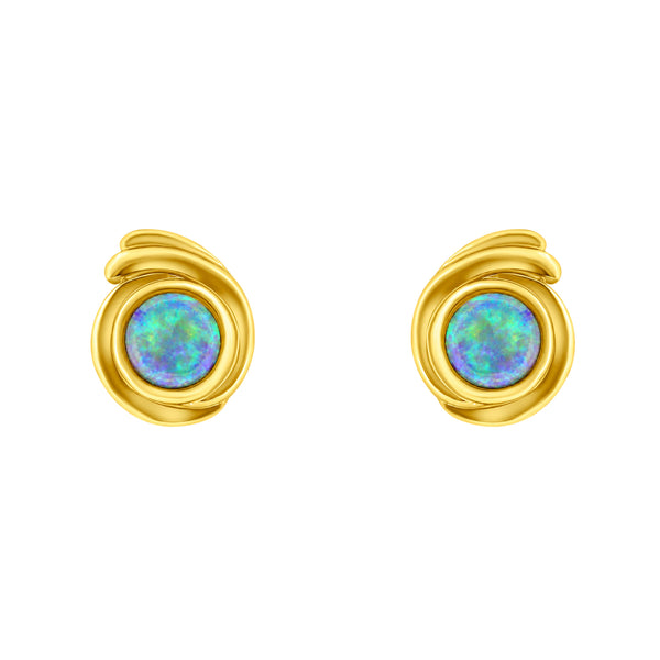 14ct yellow gold 0.42ct natural opal earrings