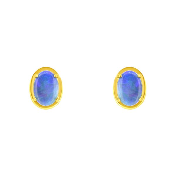18ct yellow gold 1.49ct natural opal earrings
