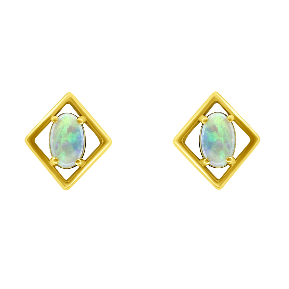 18ct yellow gold 1.62ct natural opal earrings