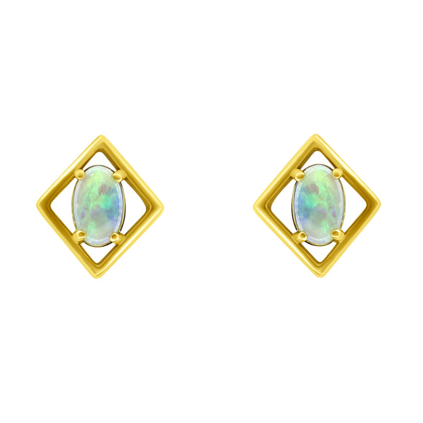 18ct yellow gold 1.62ct natural opal earrings
