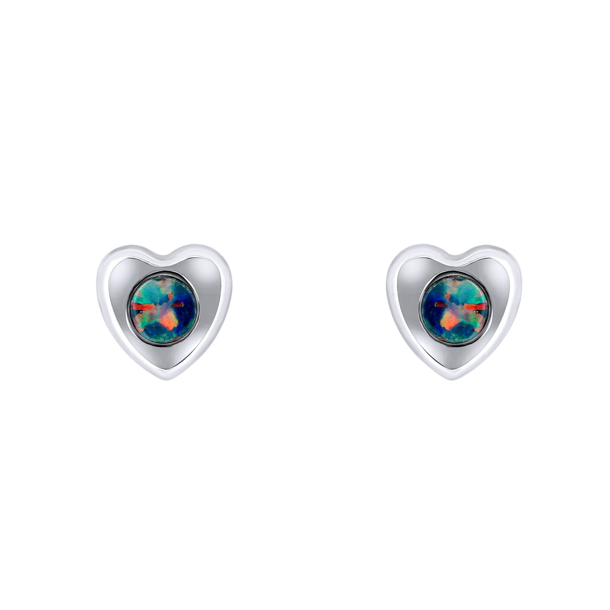 14ct white gold 0.35ct natural opal heart shaped earrings