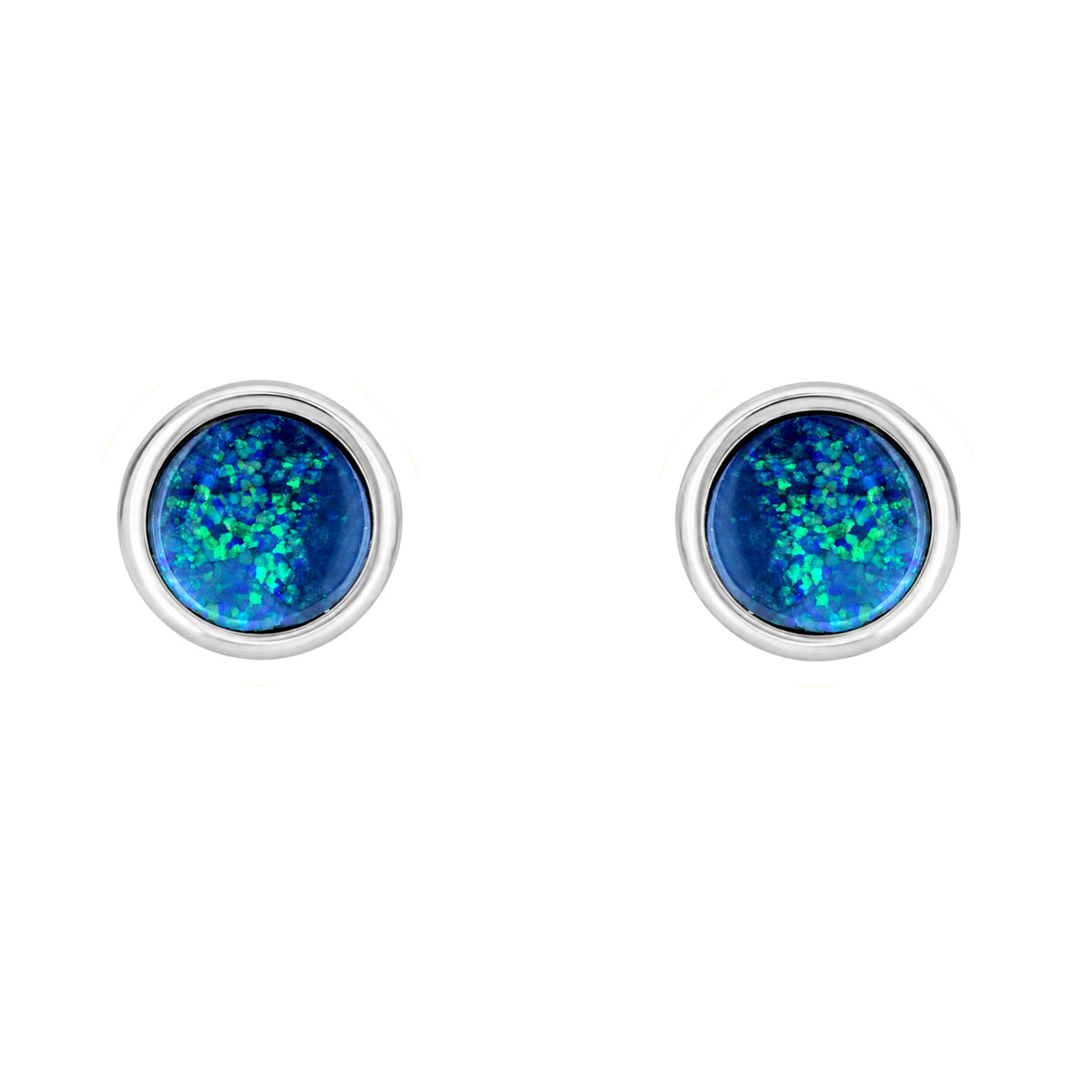 14ct white gold 0.70ct natural opal stud earrings