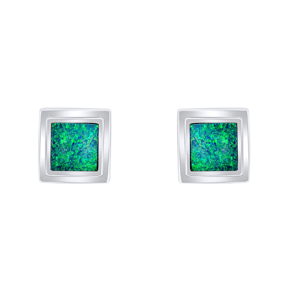 14ct white gold 1.26ct opal doublet earrings