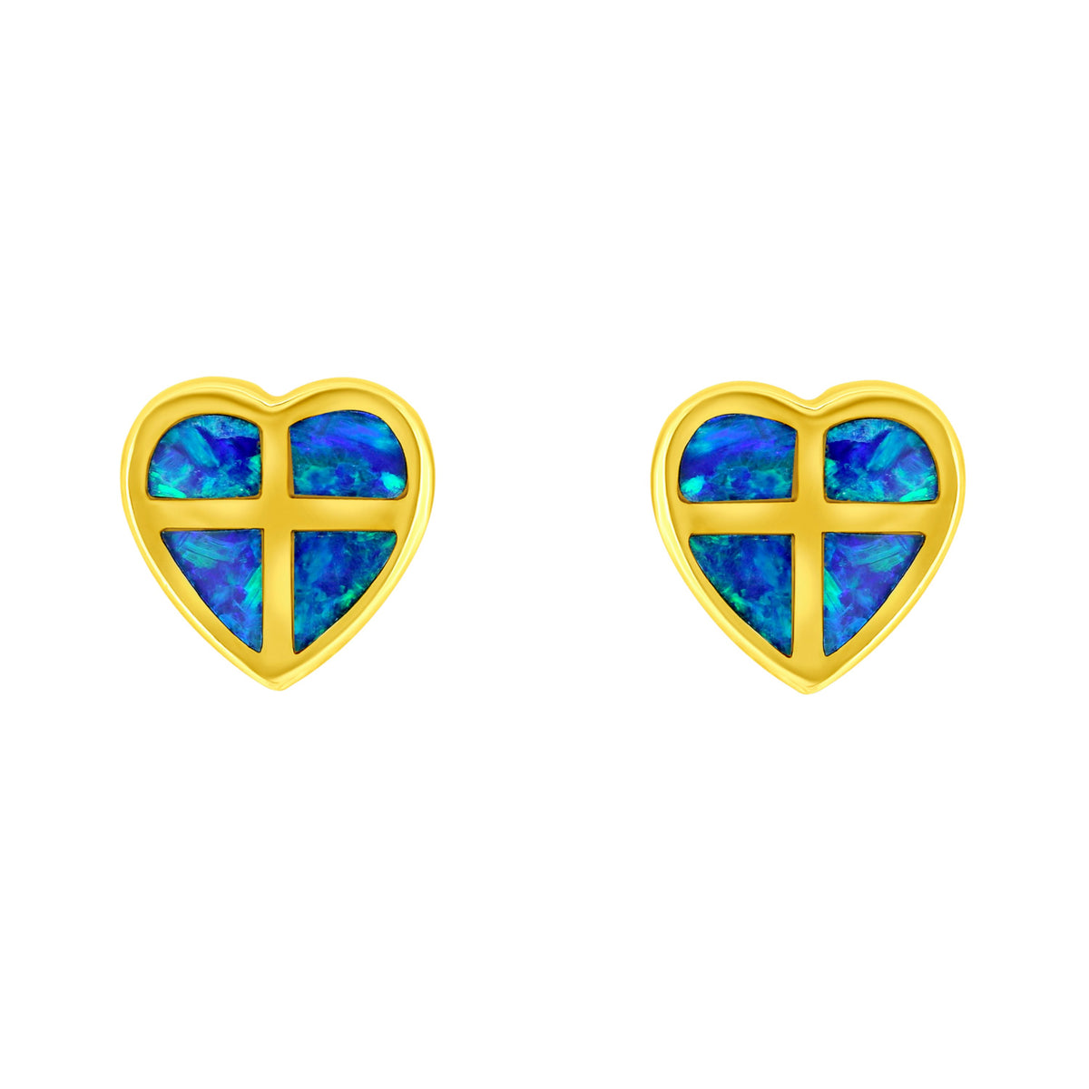 14ct yellow gold 0.56ct opal doublet stud earrings