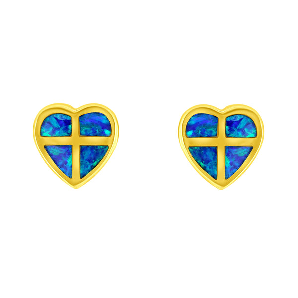 14ct yellow gold 0.56ct opal doublet stud earrings