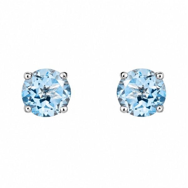 9ct white gold 6mm x 6mm round aquamarine stud earrings