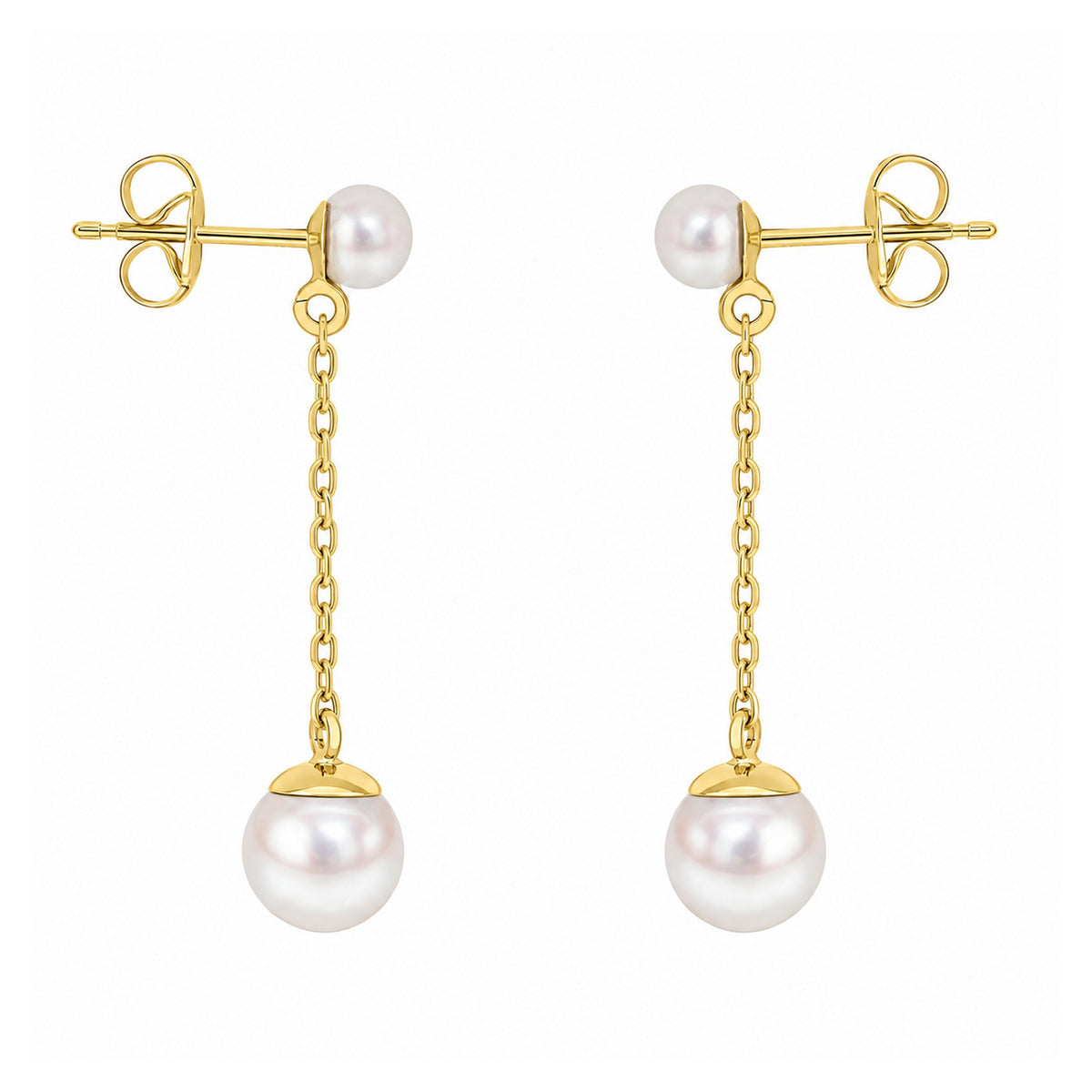 9ct yellow 4-6mm feshwater pearl drop earrings