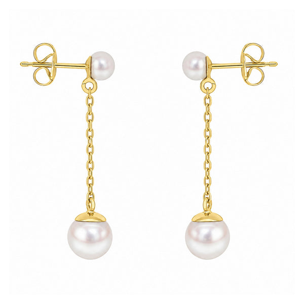 9ct yellow 4-6mm feshwater pearl drop earrings