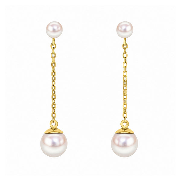 9ct yellow 4-6mm feshwater pearl drop earrings