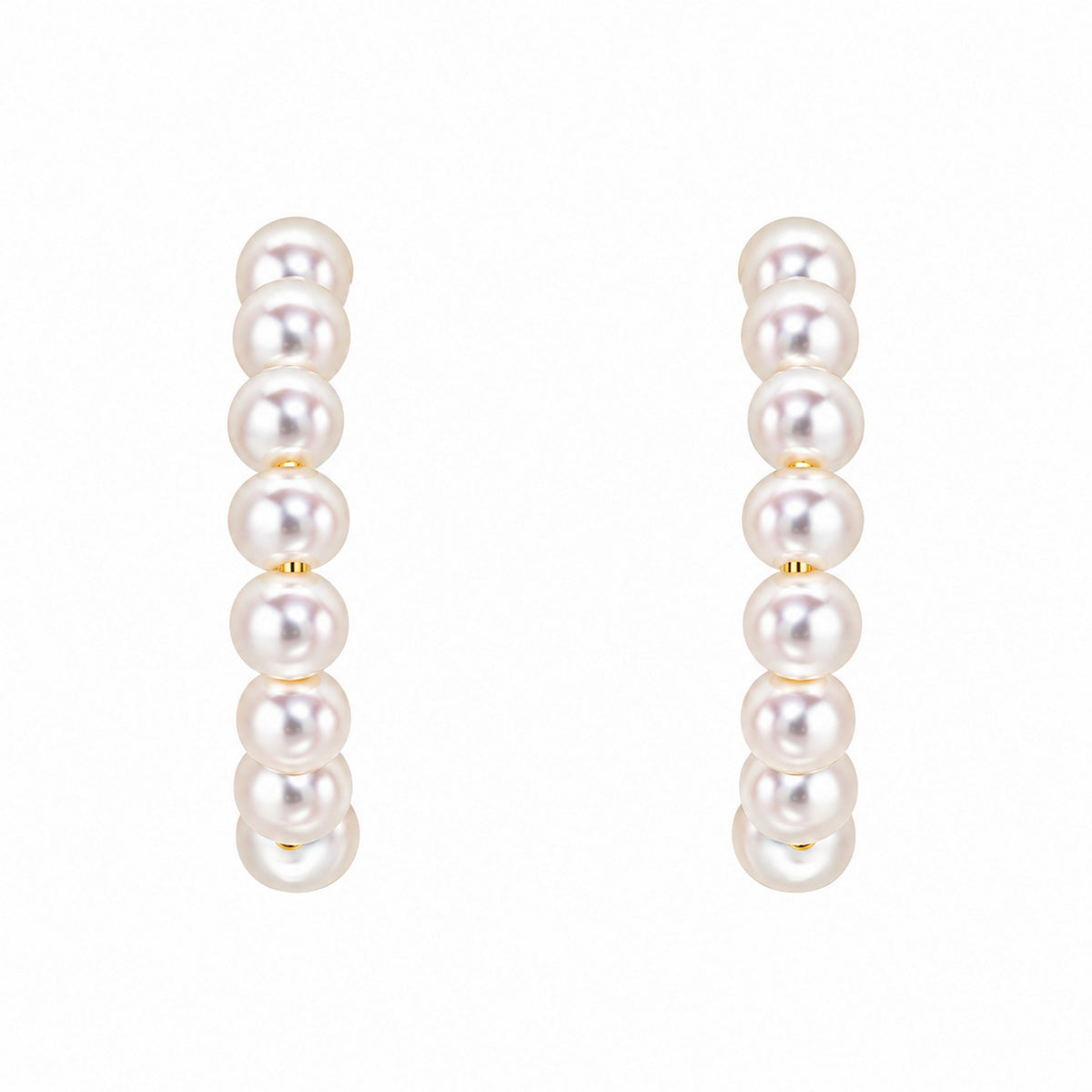 9ct yellow freshwater pearl half hoop earrings