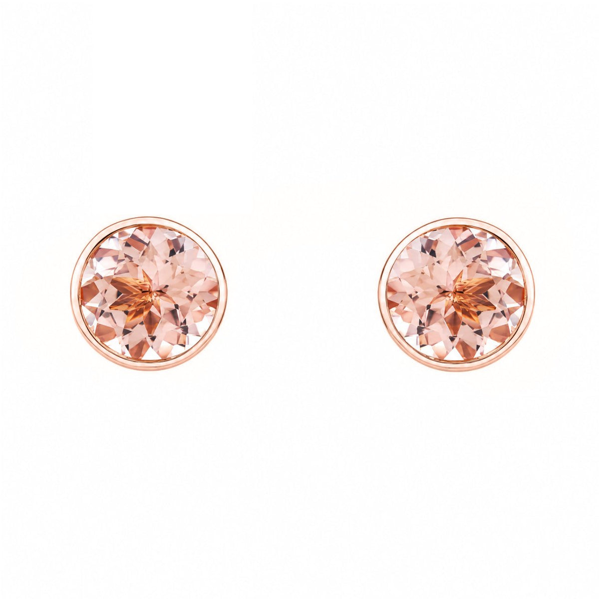 9ct rose gold 6mm x 6mm round morganite stud earrings