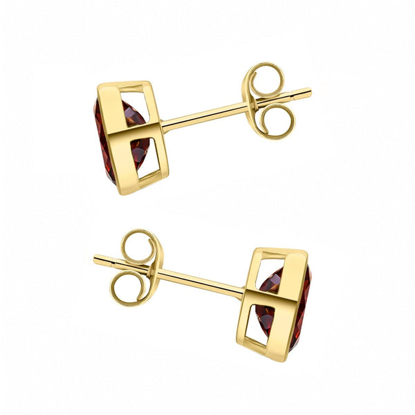 9ct yellow gold 6mm x 4mm oval garnet stud earrings