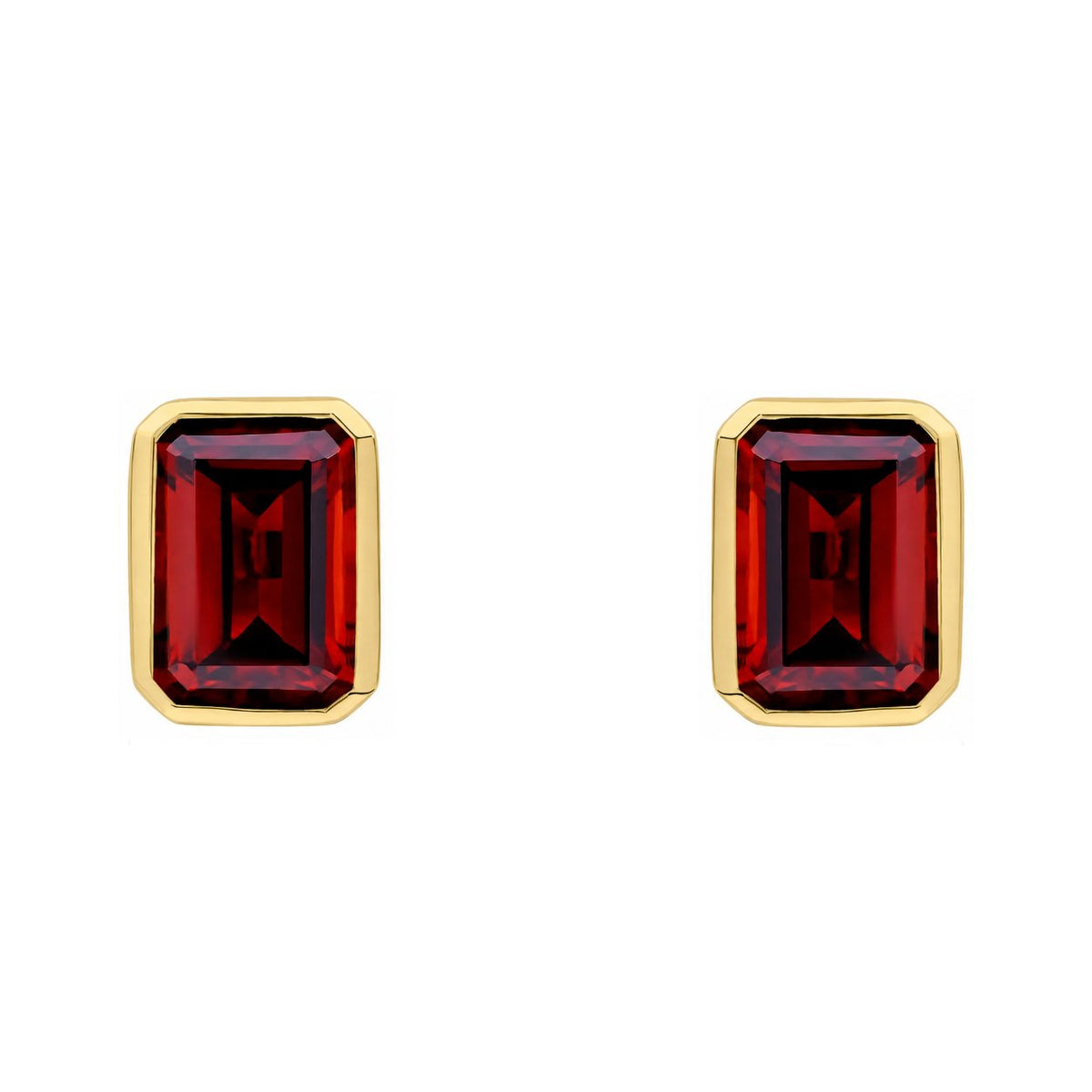 9ct yellow gold 7mm x 5mm emerald garnet stud earrings