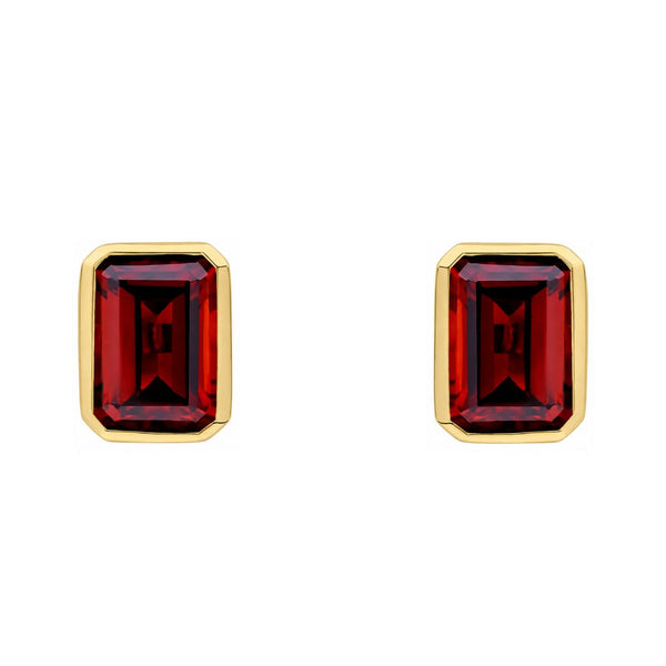 9ct yellow gold 7mm x 5mm emerald garnet stud earrings