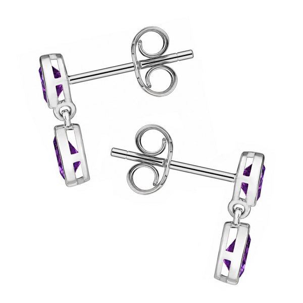 9ct white gold 6x4mm 5x3mm pear cut amethyst drop earrings