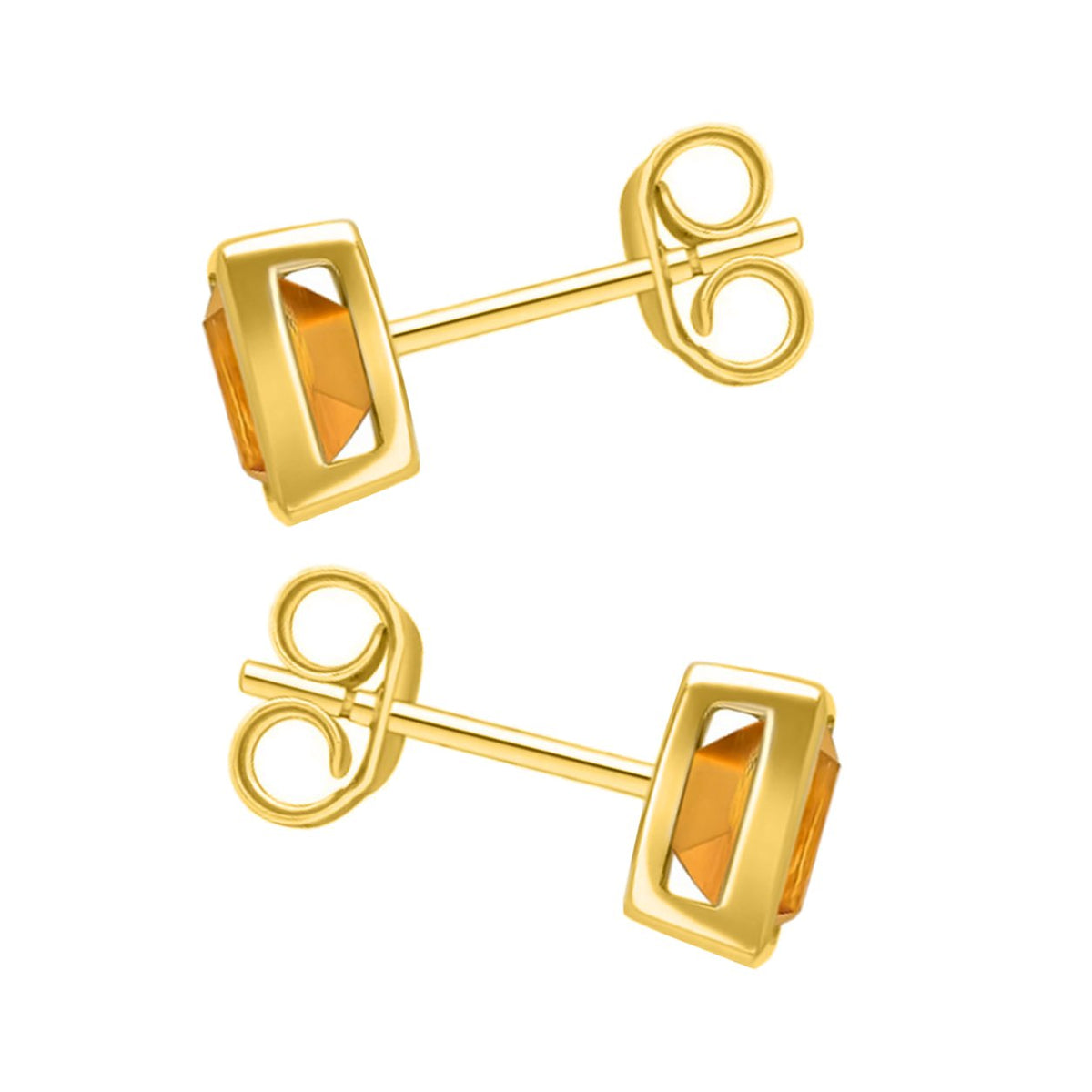 9ct yellow gold 5mm x 5mm square citrine stud earrings