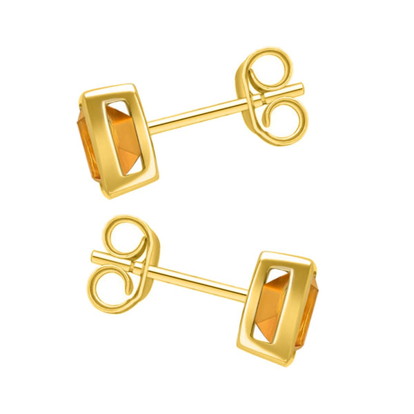 9ct yellow gold 5mm x 5mm square citrine stud earrings