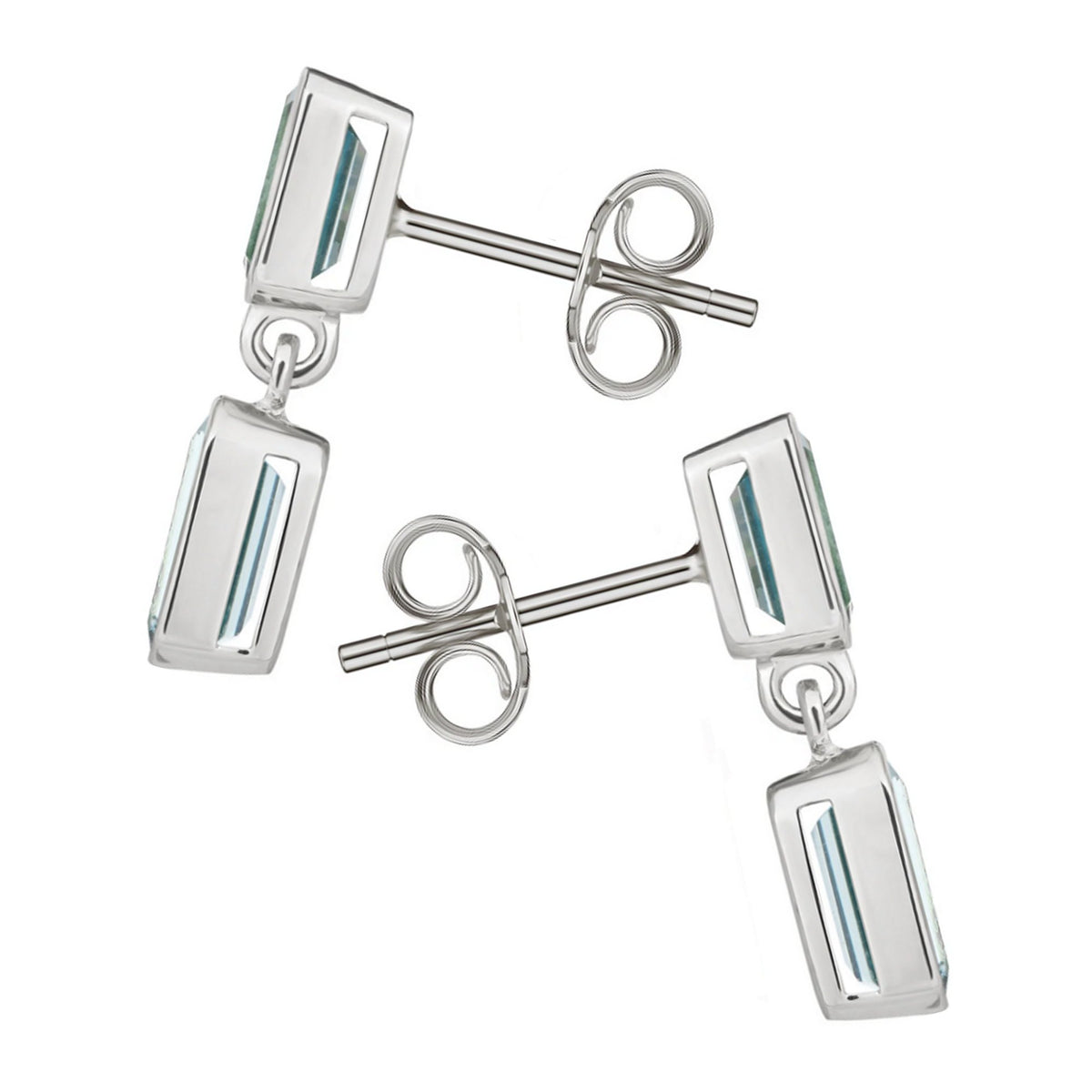 9ct white gold 6x4mm 5x3mm swiss blue topaz garnet drop earrings