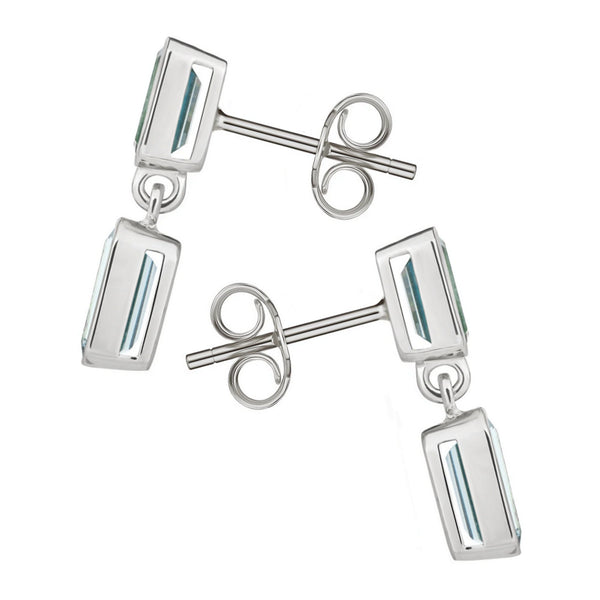 9ct white gold 6x4mm 5x3mm swiss blue topaz garnet drop earrings