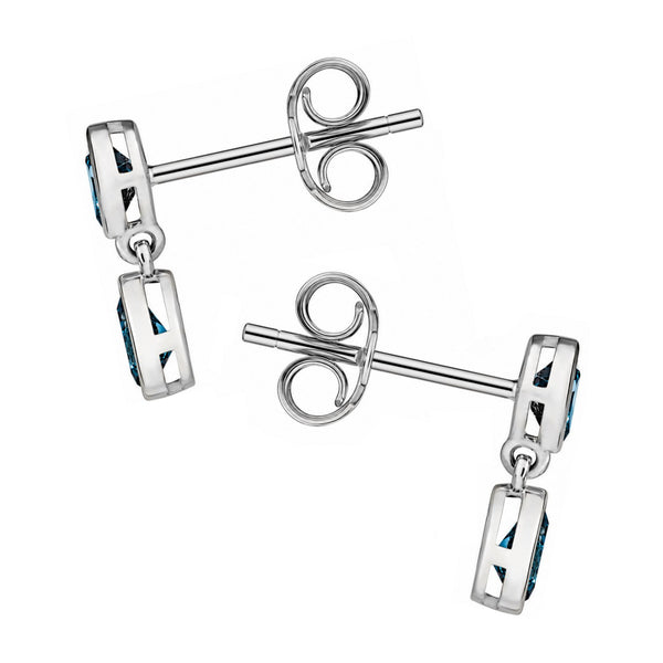 9ct white gold 1.42ct London blue topaz drop earrings