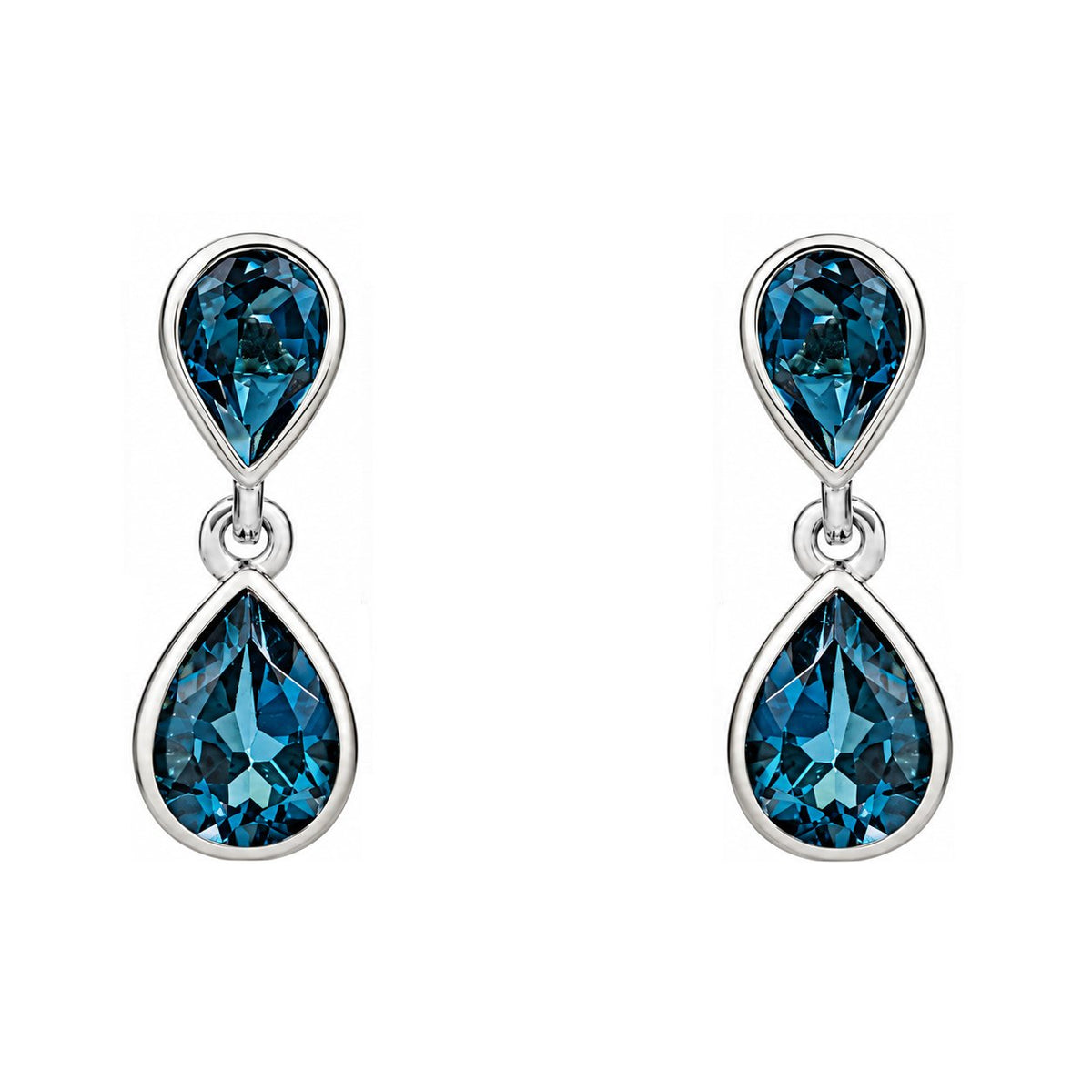 9ct white gold 1.42ct London blue topaz drop earrings