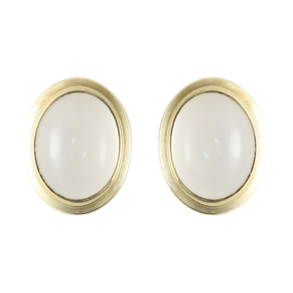 9ct yellow gold 8x6mm oval moonstone stud earrings