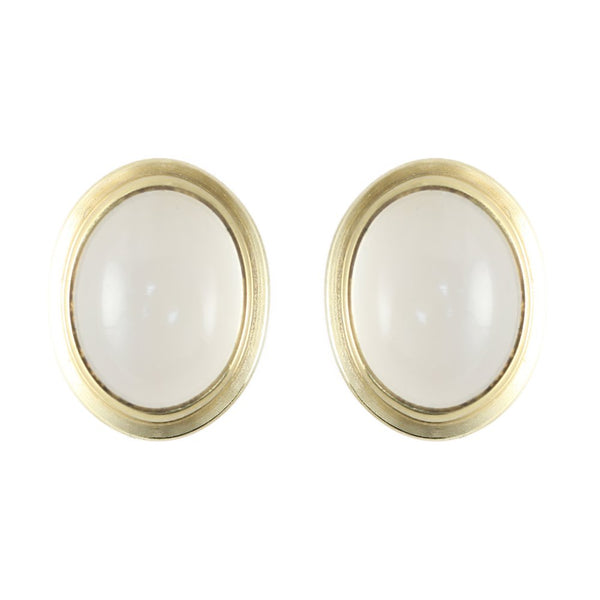 9ct yellow gold 8x6mm oval moonstone stud earrings