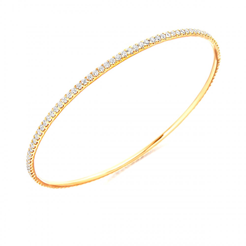 18ct yellow gold 2.20ct round brilliant cut diamond bangle