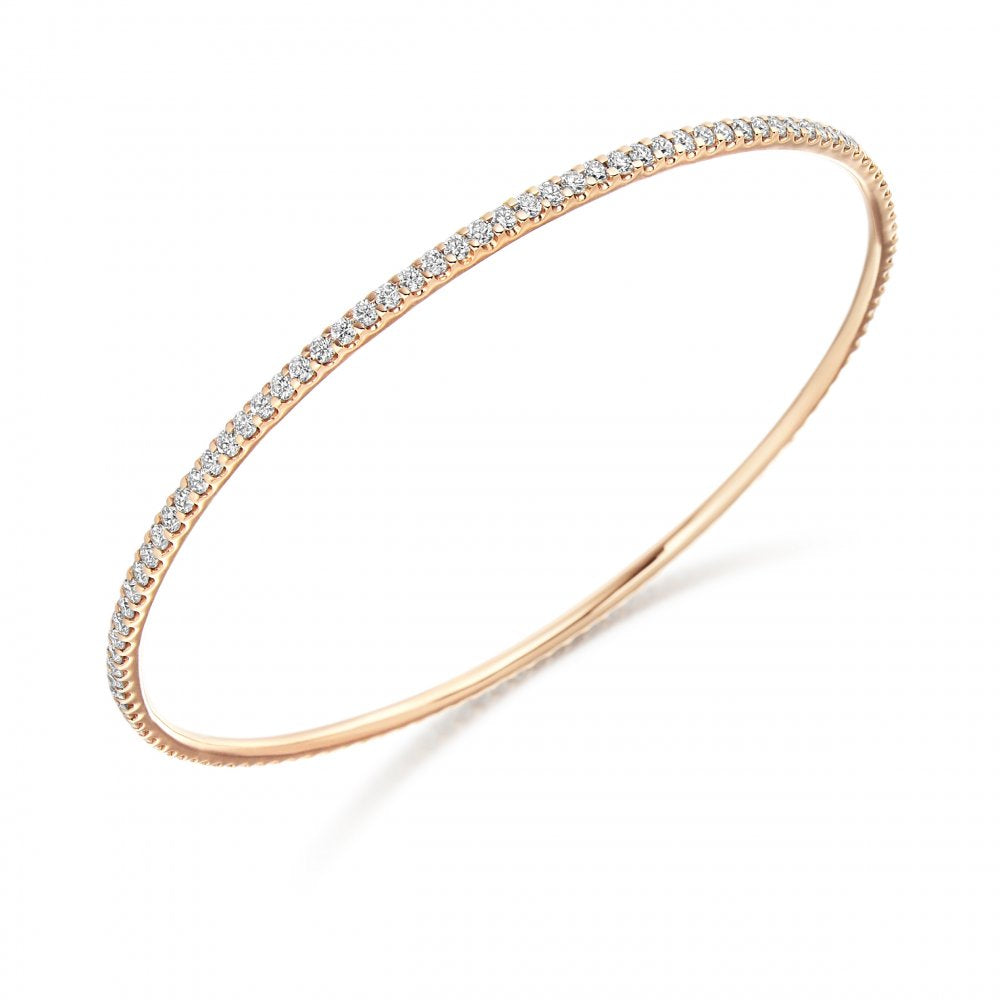 18ct rose gold 2.20ct round brilliant cut diamond bangle