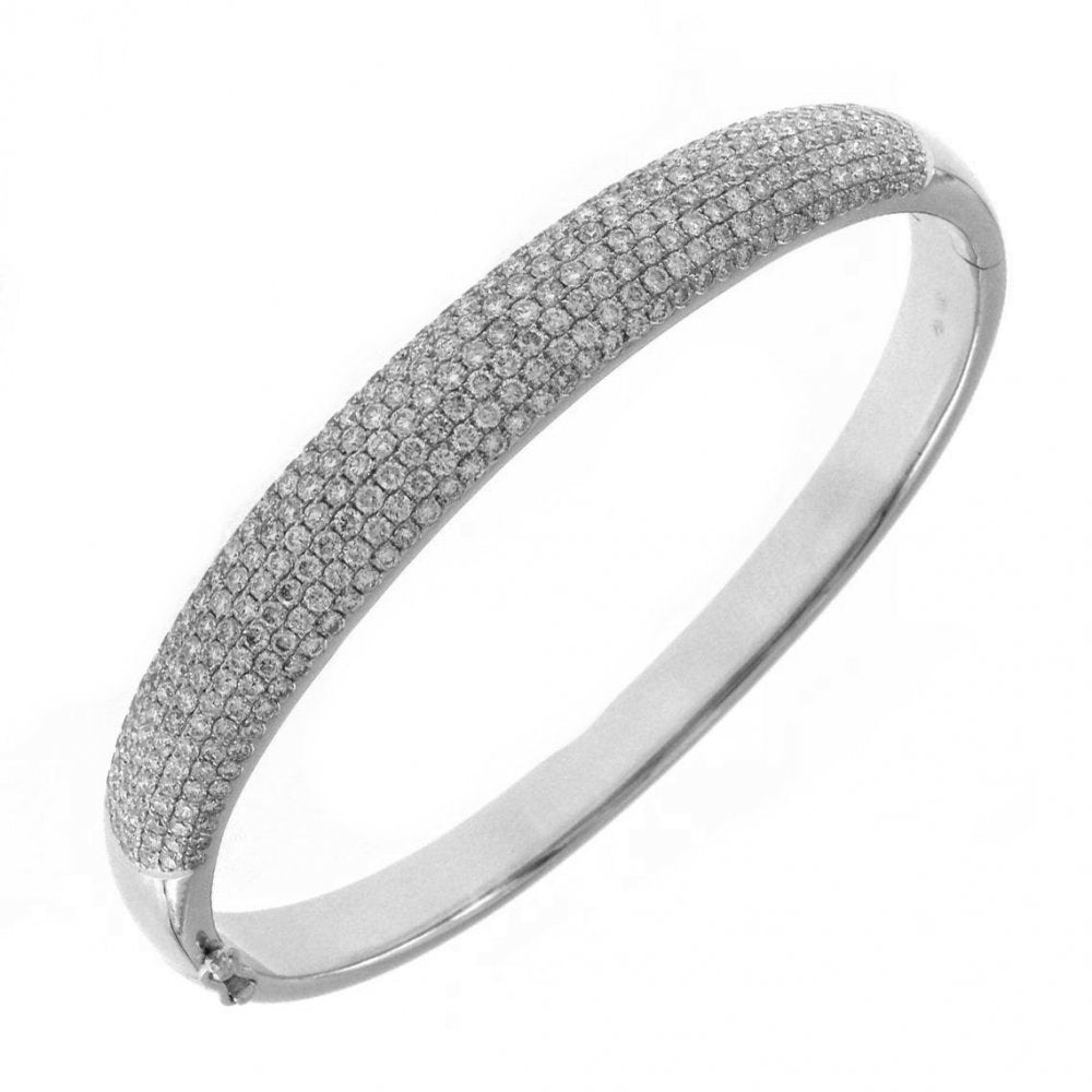18ct white gold 3.88ct round brilliant diamond pave set bangle