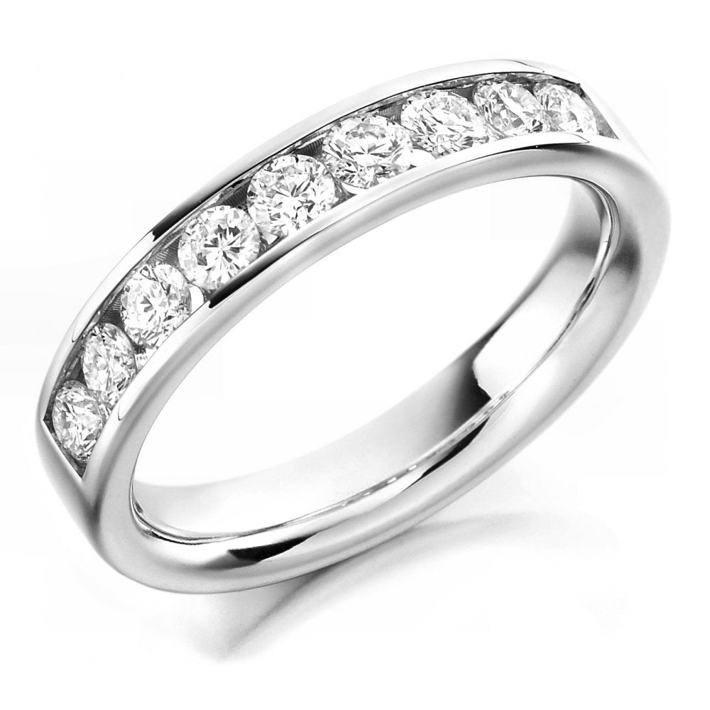 Platinum 0.70ct round brilliant cut diamond half eternity ring