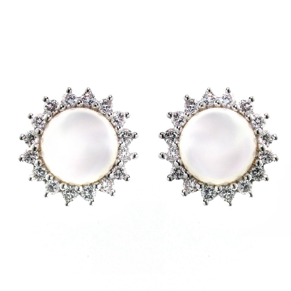 18ct white gold 7mm Akoya pearl & 0.40ct diamond earrings