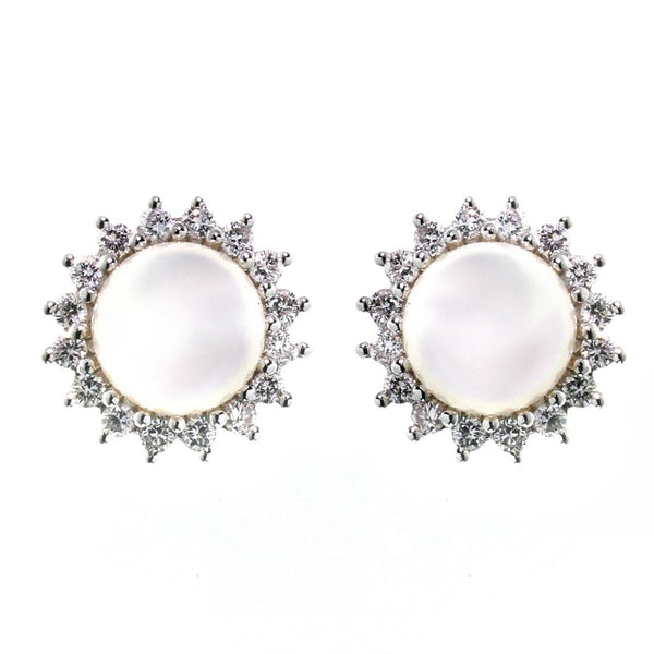 18ct white gold 7mm Akoya pearl & 0.40ct diamond earrings