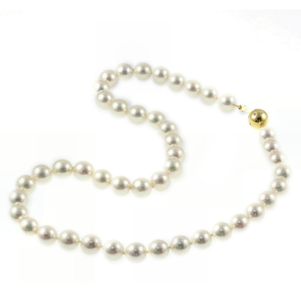 18ct yellow gold 18" 9mm x 9.5mm Akoya pearl necklace