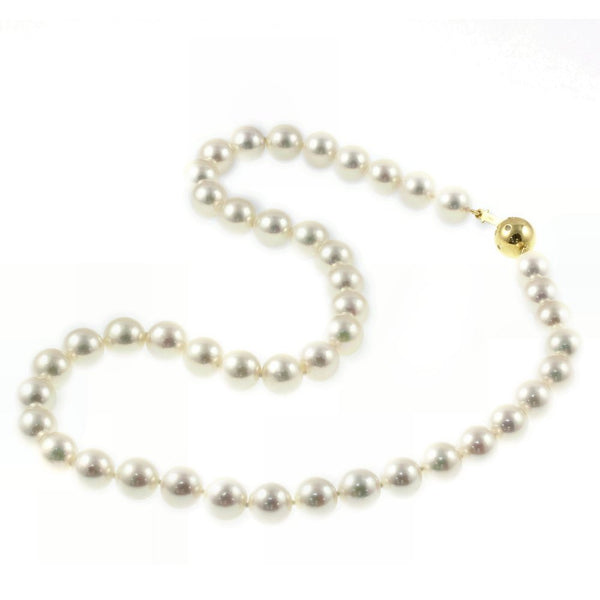 18ct yellow gold 18" 9mm x 9.5mm Akoya pearl necklace