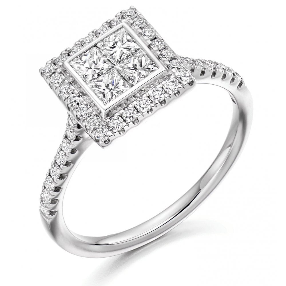 Platinum 1.00ct invisible set princess cut diamond ring
