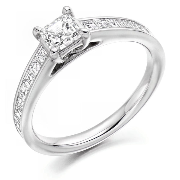 Platinum 0.52ct G VS2 IGI asscher cut diamond ring