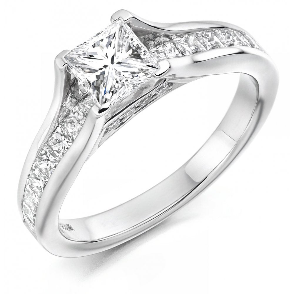 Platinum 0.73ct E VS2 GIA princess cut diamond ring