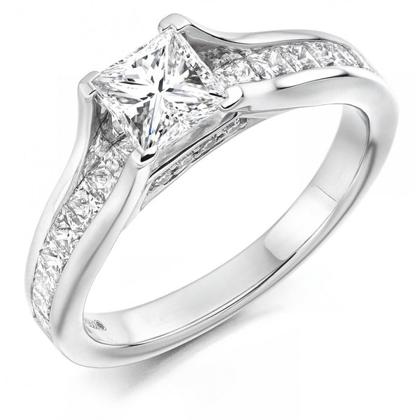 Platinum 0.73ct E VS2 GIA princess cut diamond ring